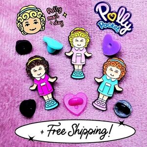 Official Polly Pocket ~ Character Push Pins ~ Vintage Collectible~ Set Of 3
